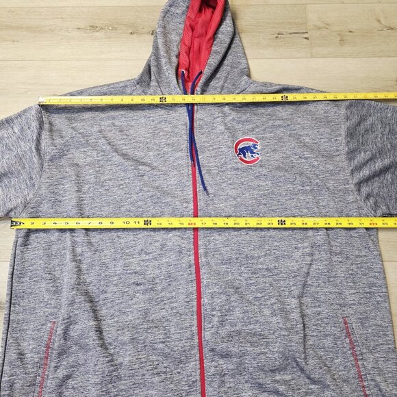 Vtg Unisex Majestic Baseball Zip Up Hooded Jacket Heather Blue/Grey Size 5XL - Picture 4 of 8